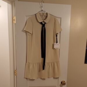 Valentino Cream Mini Dress with Ruffled Tie Front